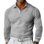 Men's Long Sleeve T Shirt Lapel Button Casual