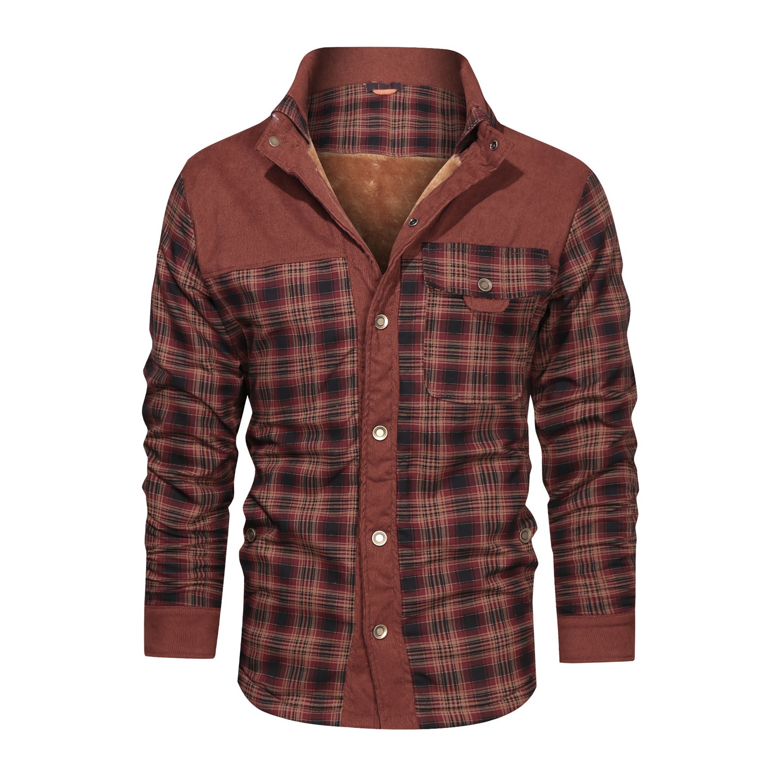 Men's Wool Blend Thick Coat Autumn Winter Button Up Jacket