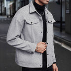 Men's Wool Blend Lapel Jacket Casual Autumn Winter Outerwear