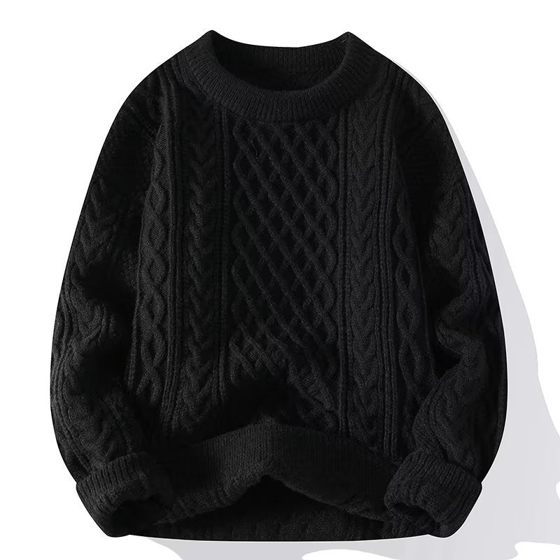 Men's Sweater Twist Pattern Round Neck Pullover Autumn Winter