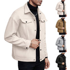 Men's Wool Blend Lapel Jacket Casual Autumn Winter Outerwear
