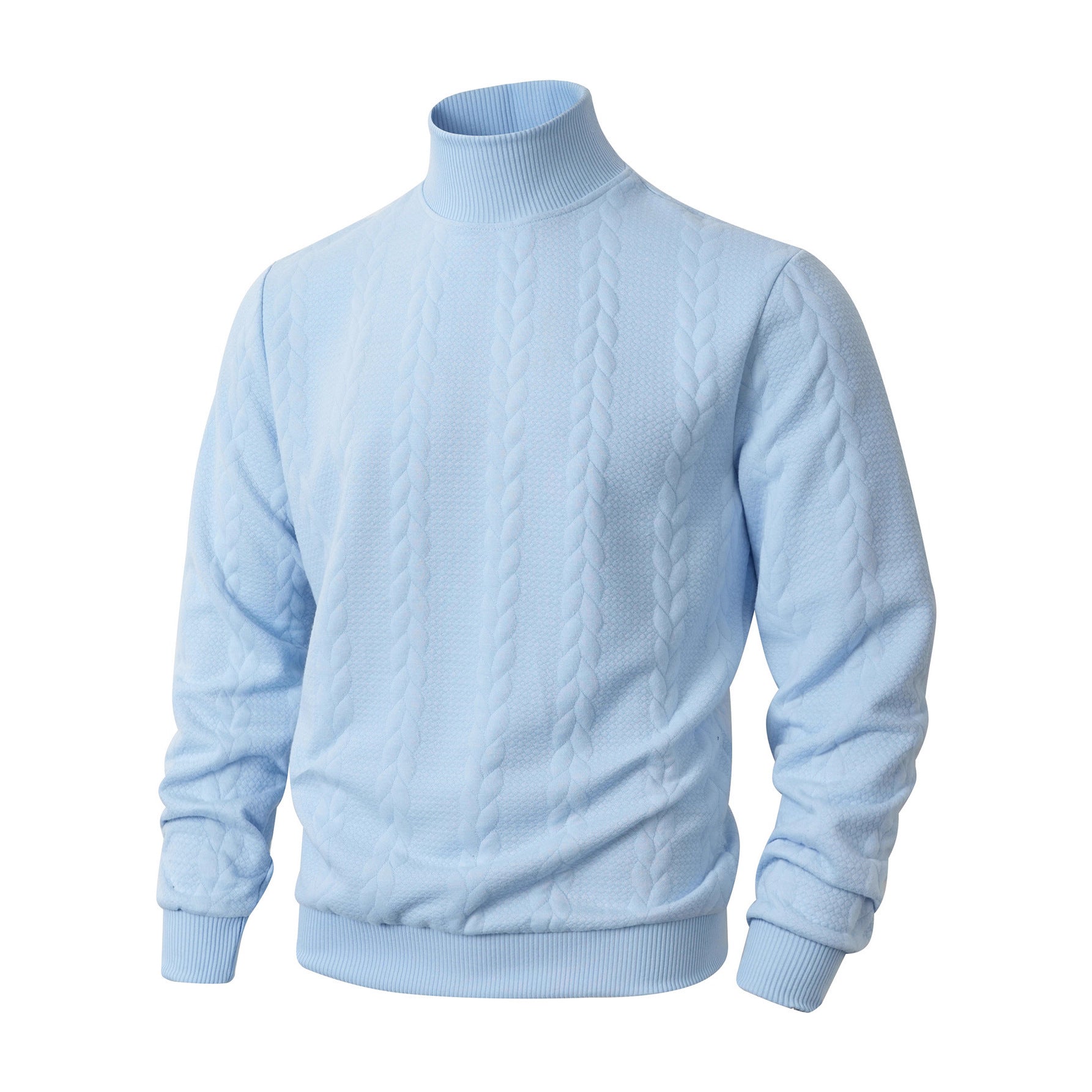 Men's Sweater Knitted Solid Color Jacquard High Collar