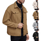 Men's Wool Blend Lapel Jacket Casual Autumn Winter Outerwear