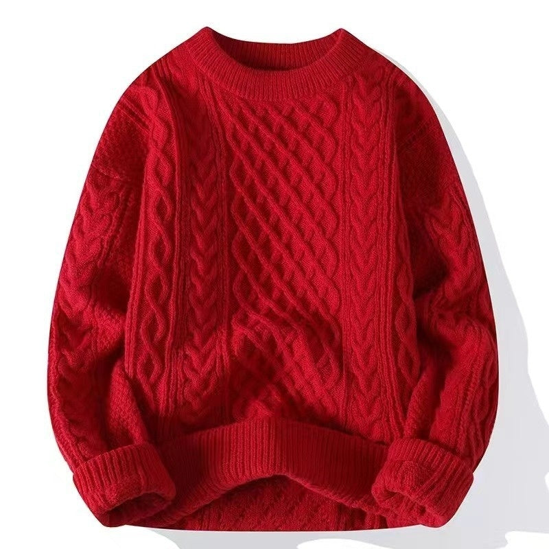 Men's Sweater Twist Pattern Round Neck Pullover Autumn Winter