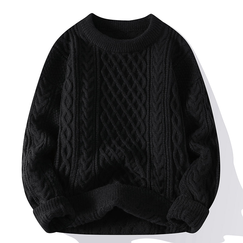 Men's Sweater Twist Pattern Round Neck Pullover Autumn Winter