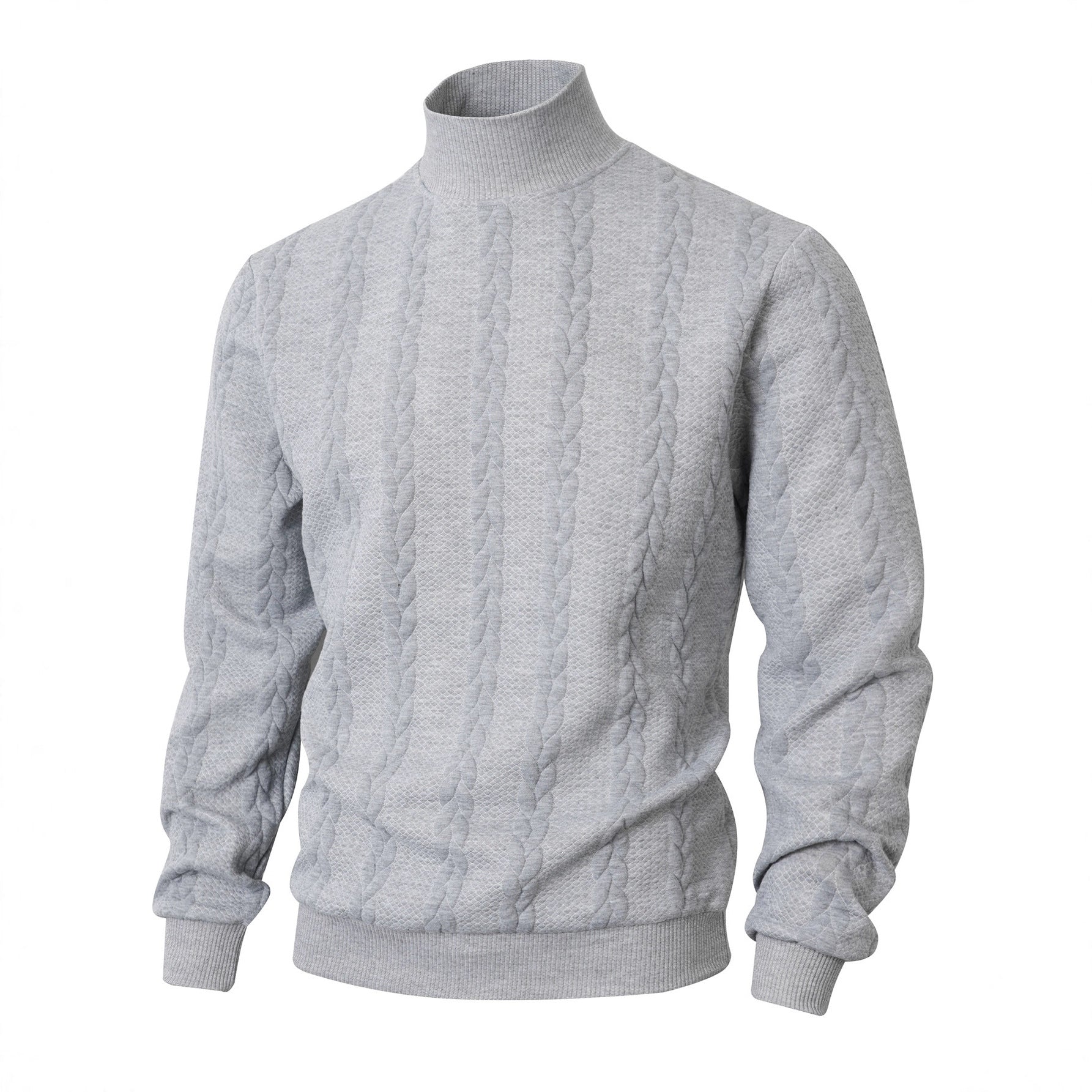 Men's Sweater Knitted Solid Color Jacquard High Collar