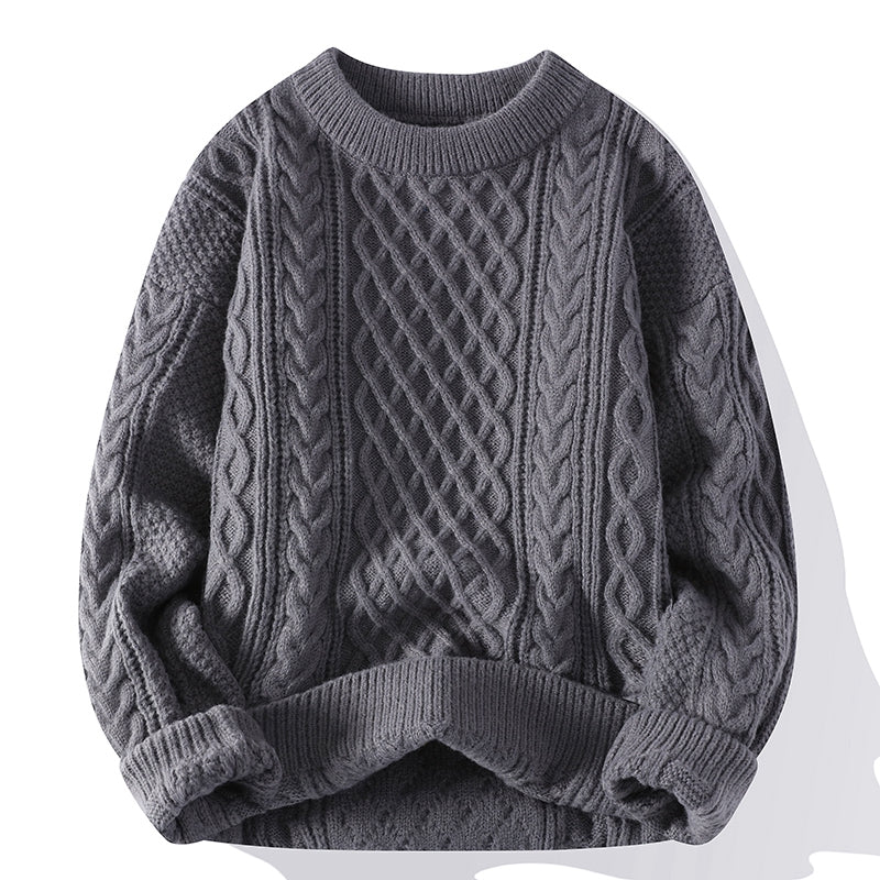 Men's Sweater Twist Pattern Round Neck Pullover Autumn Winter