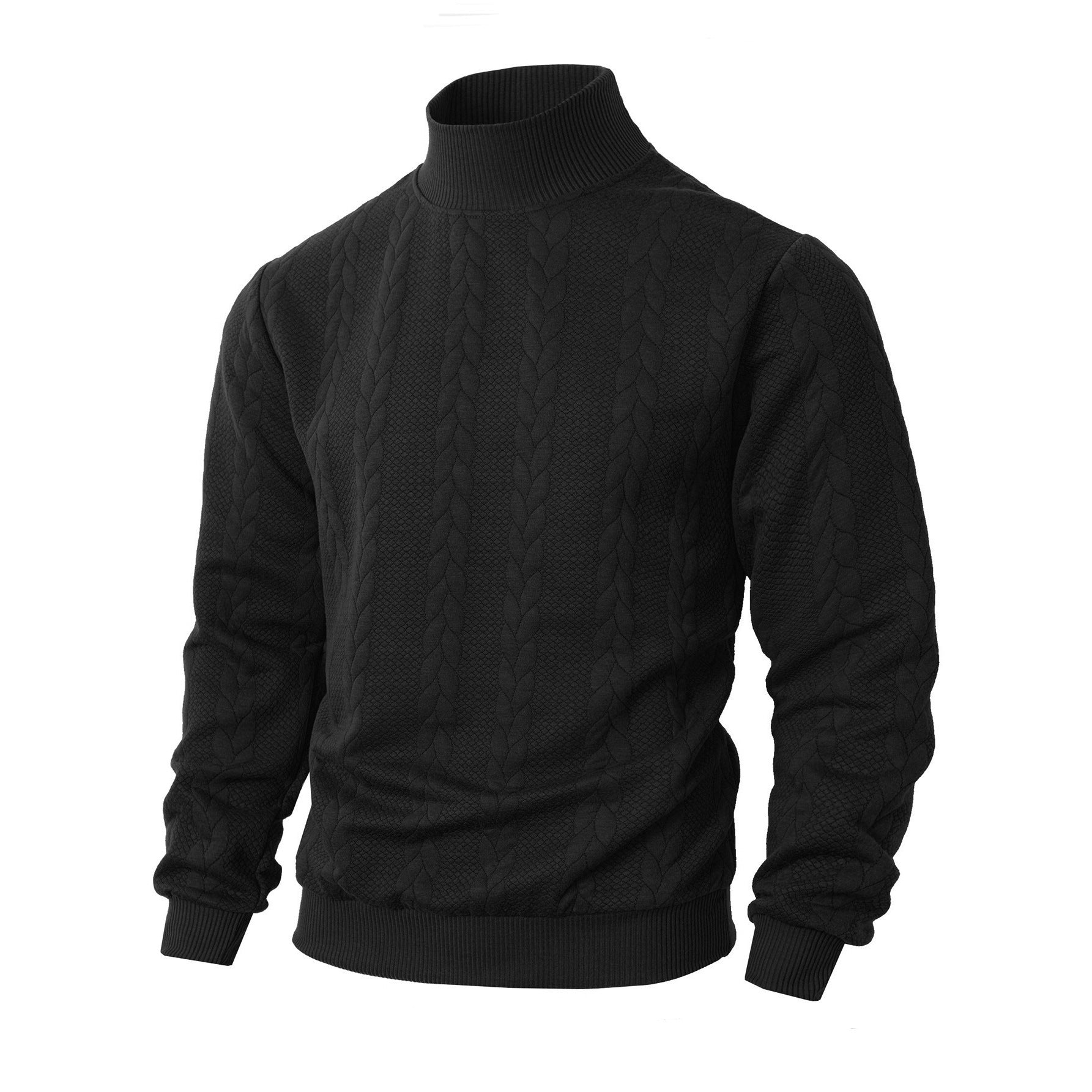 Men's Sweater Knitted Solid Color Jacquard High Collar