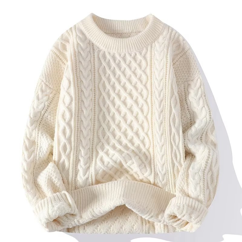 Men's Sweater Twist Pattern Round Neck Pullover Autumn Winter