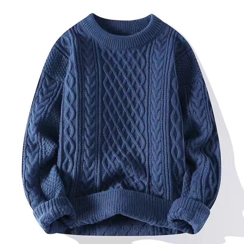 Men's Sweater Twist Pattern Round Neck Pullover Autumn Winter