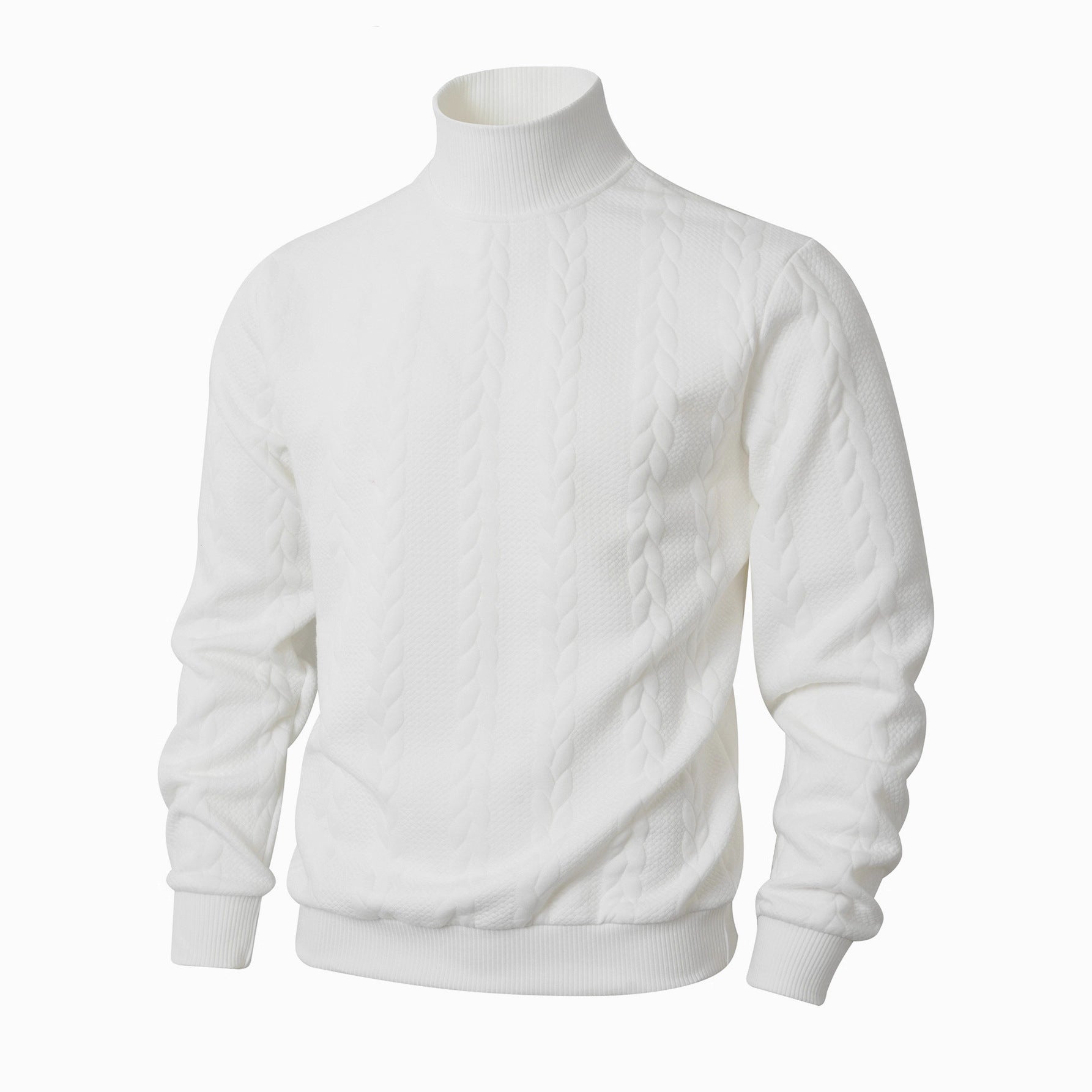 Men's Sweater Knitted Solid Color Jacquard High Collar