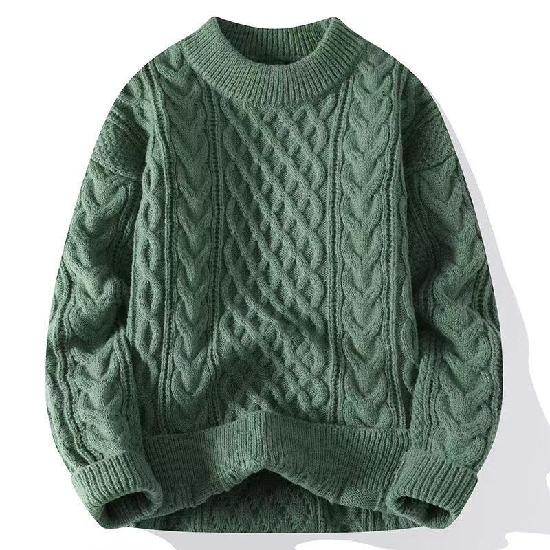 Men's Sweater Twist Pattern Round Neck Pullover Autumn Winter