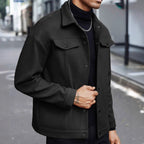 Men's Wool Blend Lapel Jacket Casual Autumn Winter Outerwear
