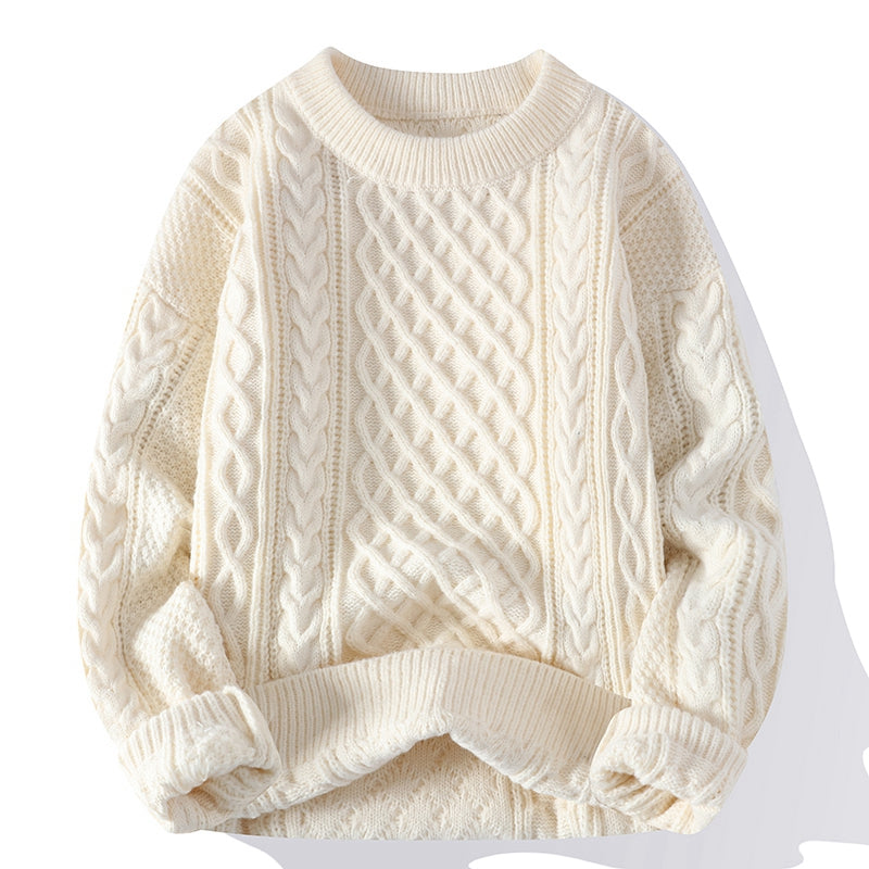 Men's Sweater Twist Pattern Round Neck Pullover Autumn Winter