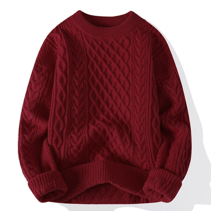 Men's Sweater Twist Pattern Round Neck Pullover Autumn Winter