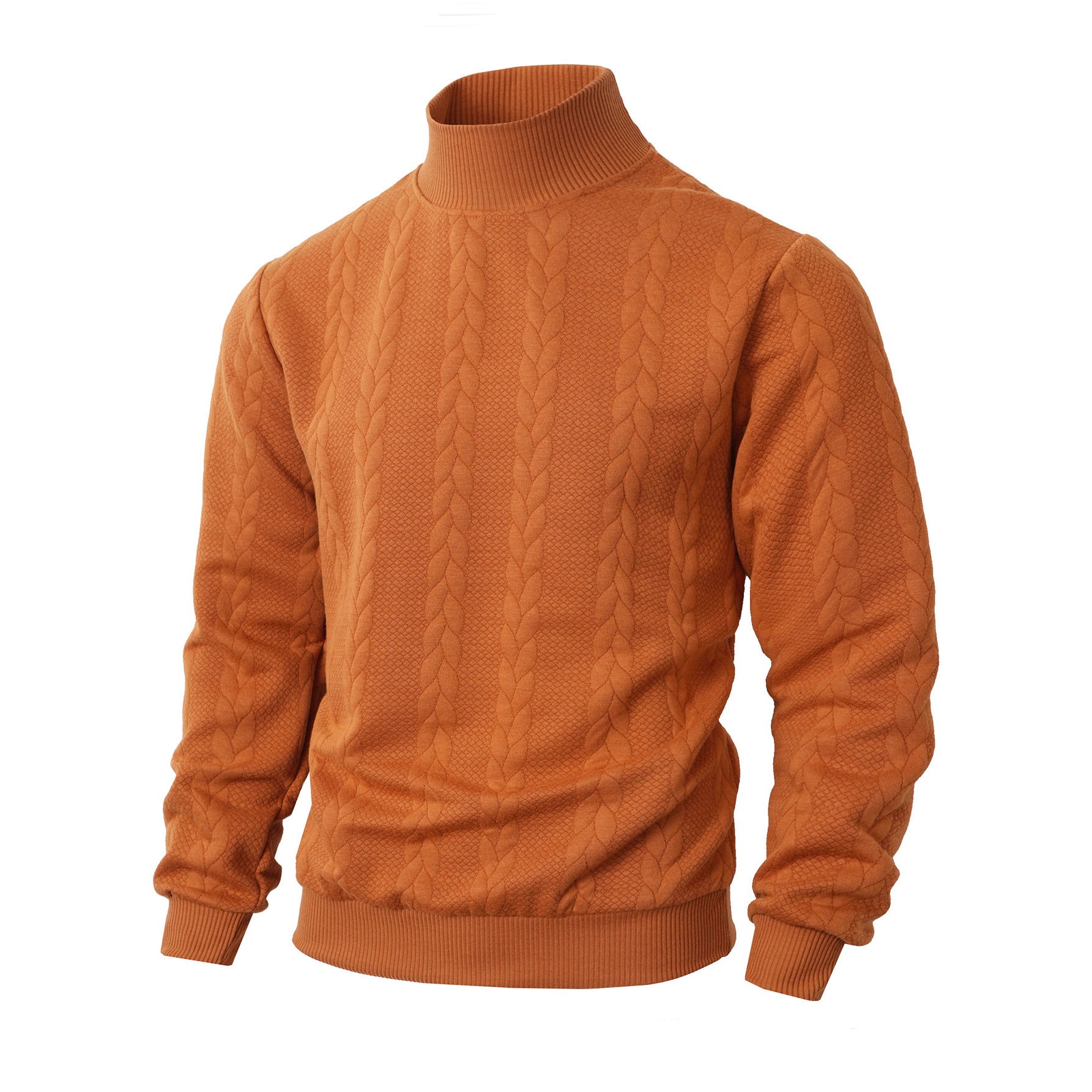 Men's Sweater Knitted Solid Color Jacquard High Collar