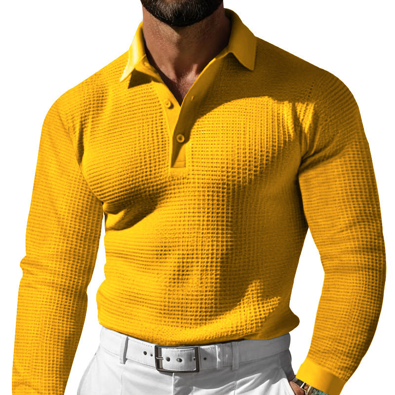 Men's Long Sleeve T Shirt Lapel Button Casual