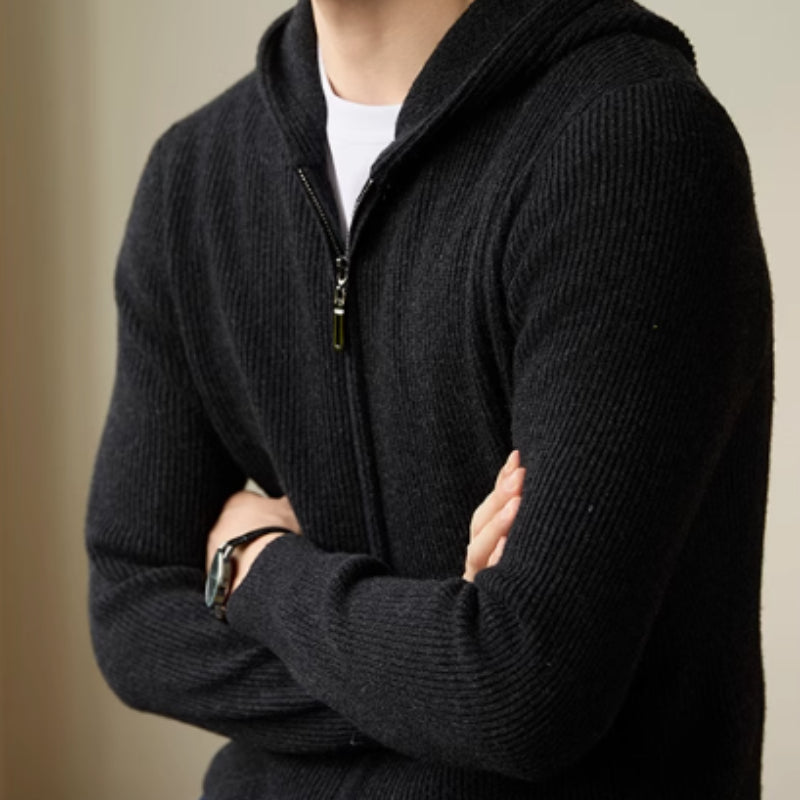 Men's Wool Cardigan Hooded Autumn Winter Sweater