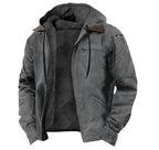 Men's Hooded Coat Winter Fleece Zip Up Casual Outwear