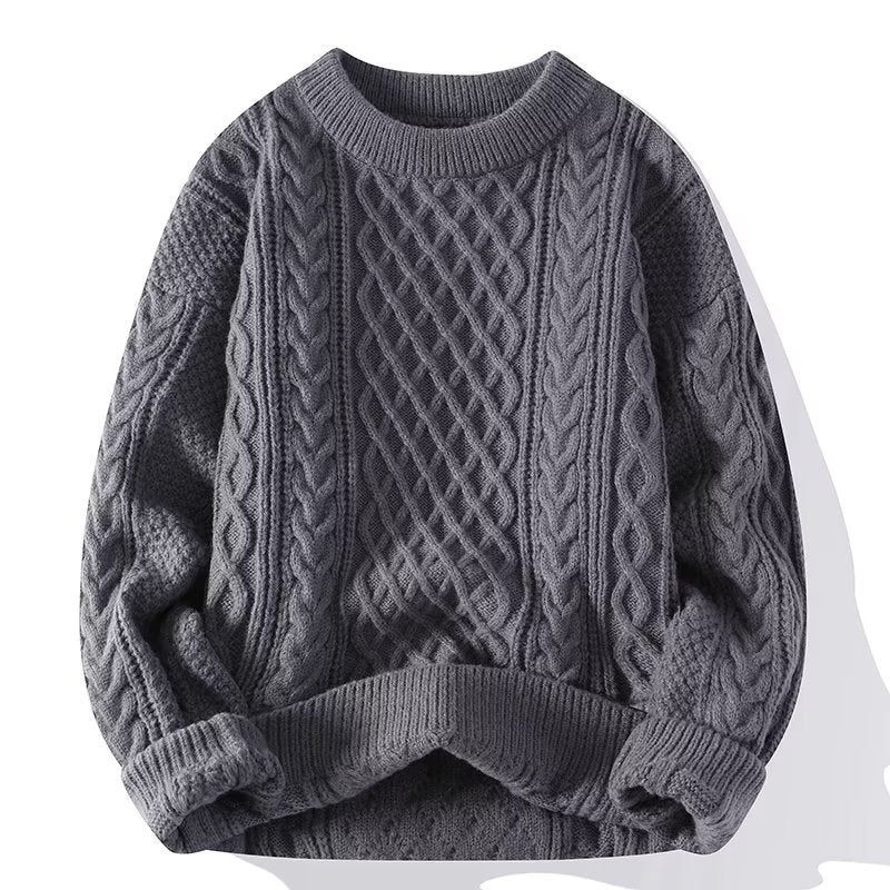 Men's Sweater Twist Pattern Round Neck Pullover Autumn Winter