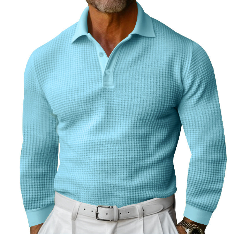 Men's Long Sleeve T Shirt Lapel Button Casual
