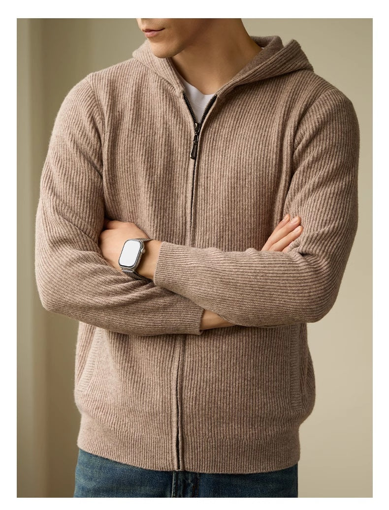 Men's Wool Cardigan Hooded Autumn Winter Sweater