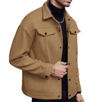Men's Wool Blend Lapel Jacket Casual Autumn Winter Outerwear