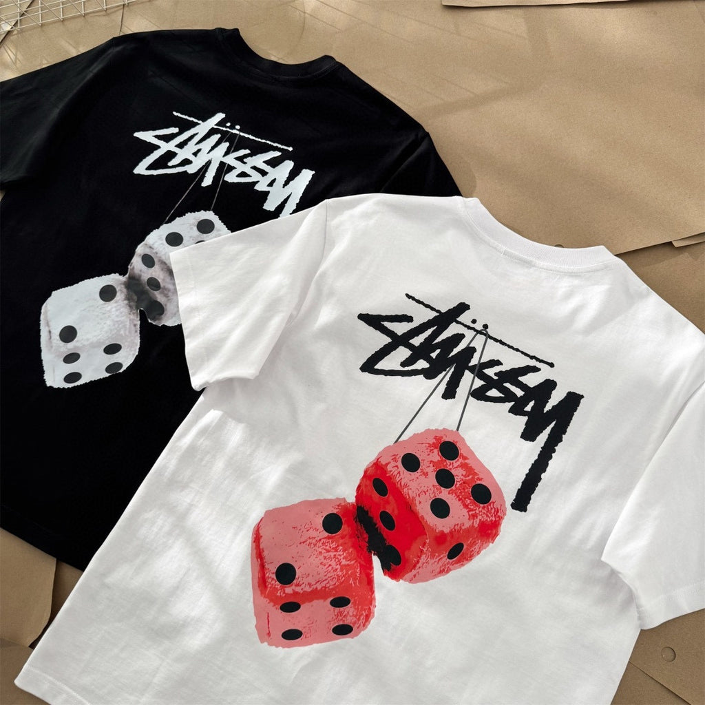 Oversized Stussy Fuzzy Dice Graphic T-Shirt