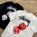 Oversized Stussy Fuzzy Dice Graphic T-Shirt