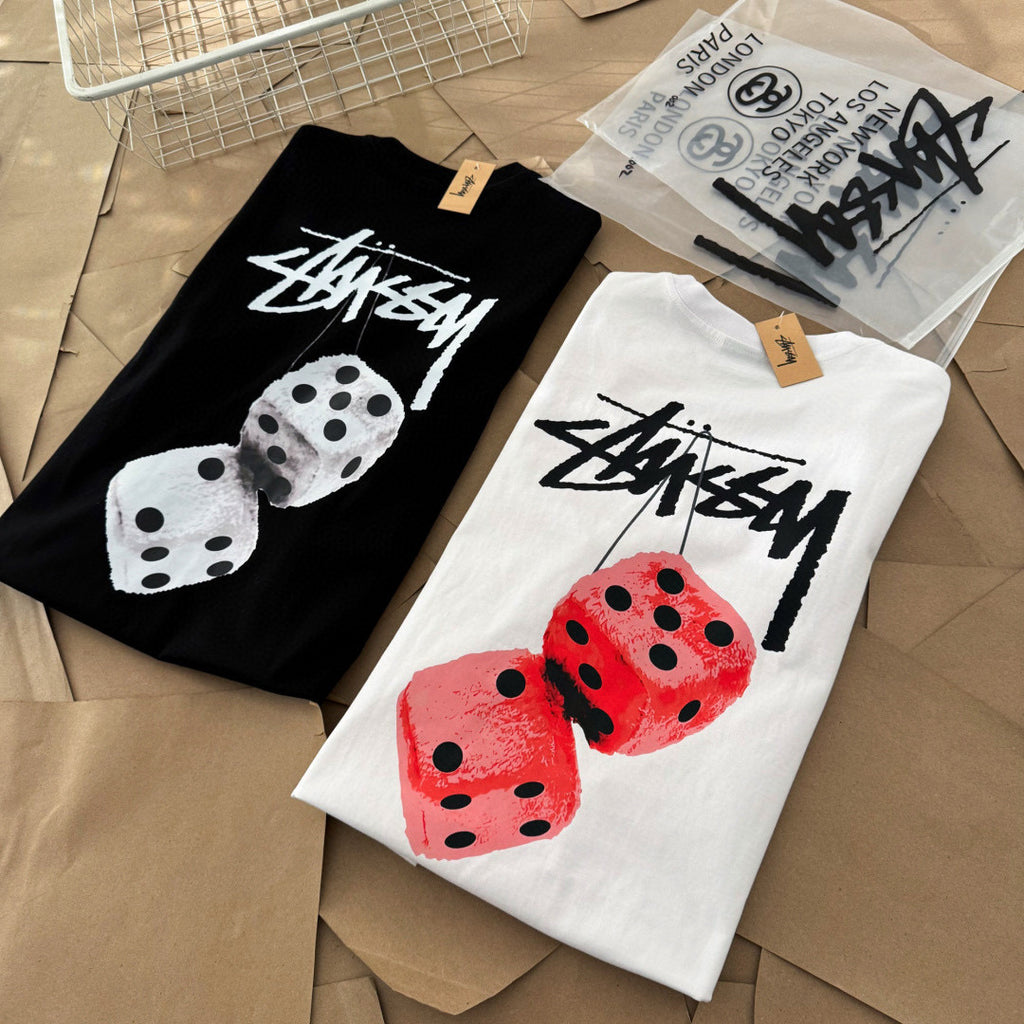 Oversized Stussy Fuzzy Dice Graphic T-Shirt