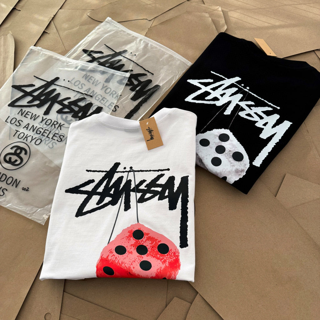 Oversized Stussy Fuzzy Dice Graphic T-Shirt