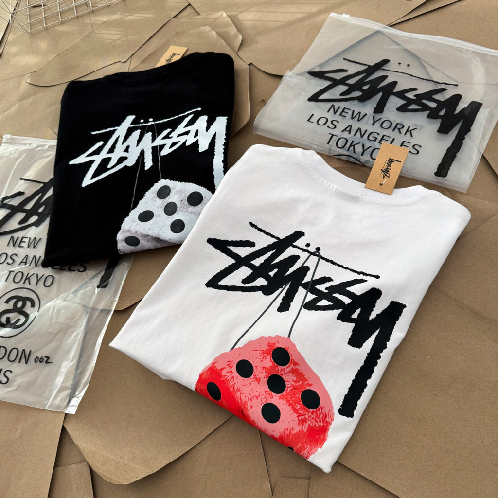 Oversized Stussy Fuzzy Dice Graphic T-Shirt