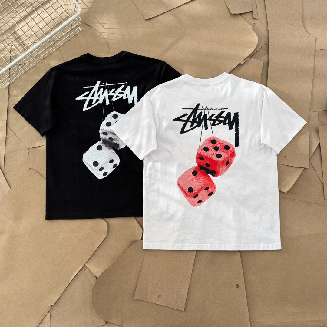 Oversized Stussy Fuzzy Dice Graphic T-Shirt