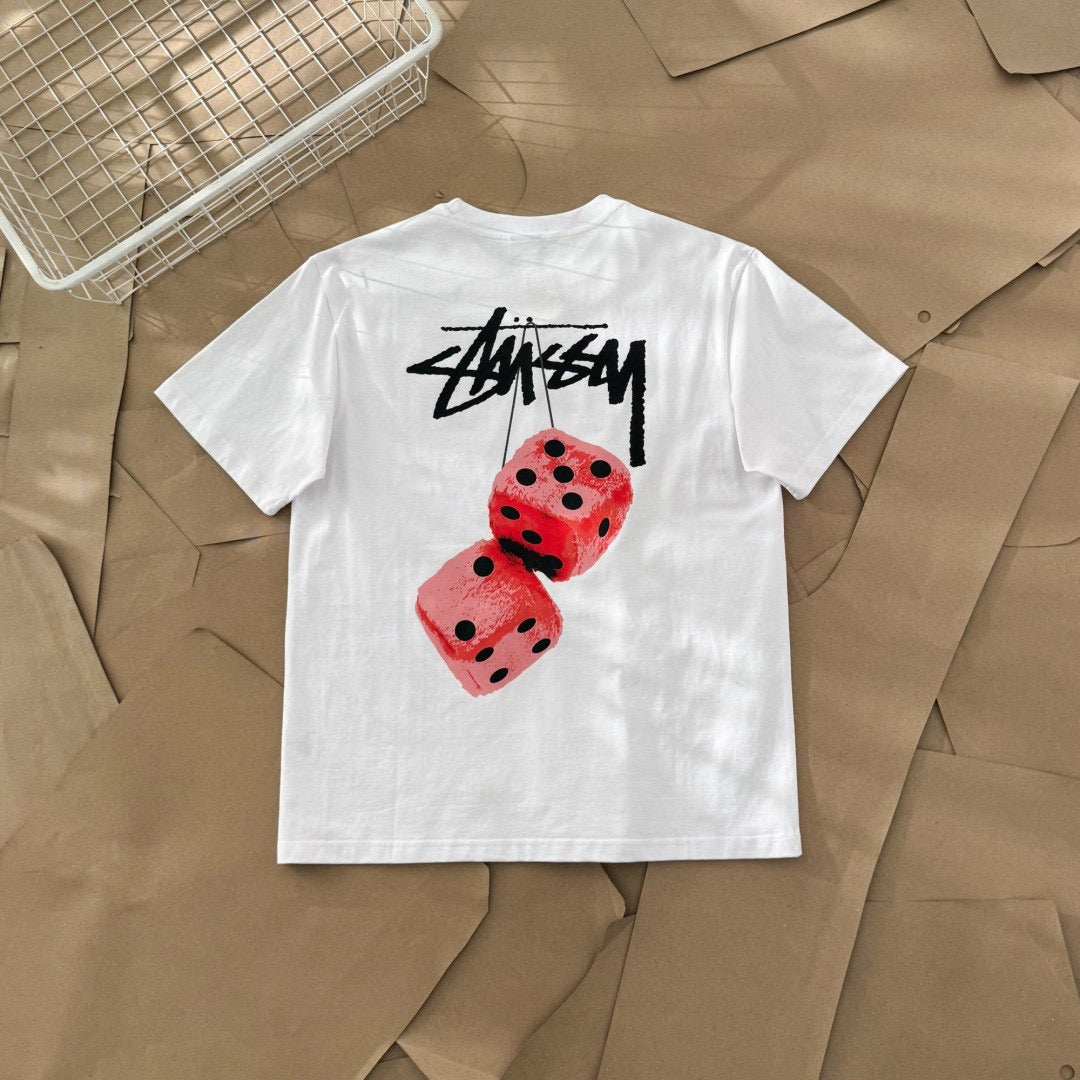 Oversized Stussy Fuzzy Dice Graphic T-Shirt