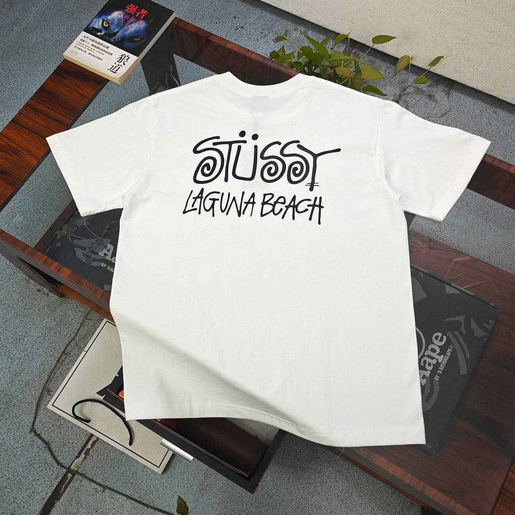 Unisex Stussy Laguna Beach Spiral Graphic T-Shirt