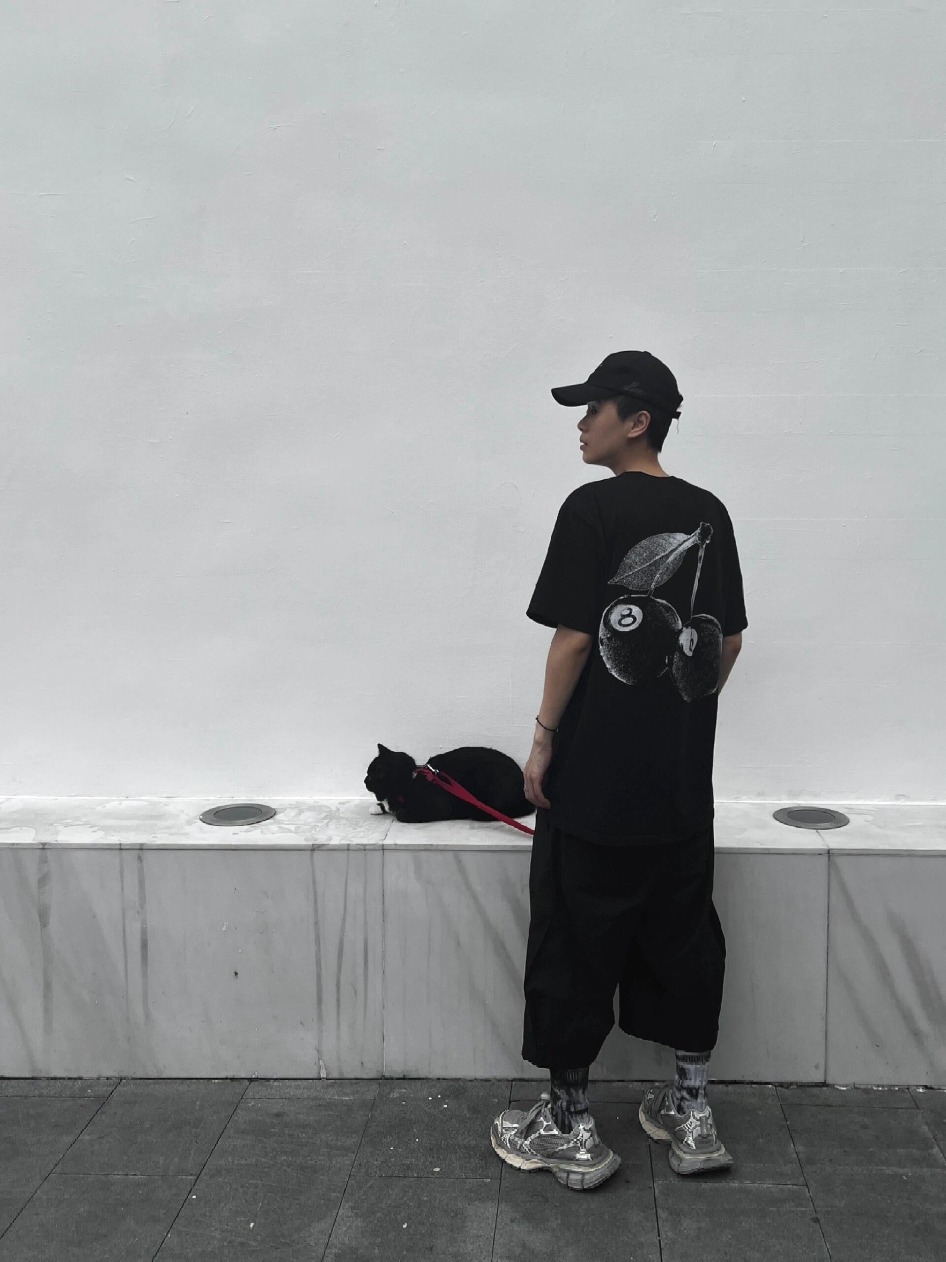 Oversized Stussy Cherry Illustration Graphic T-Shirt