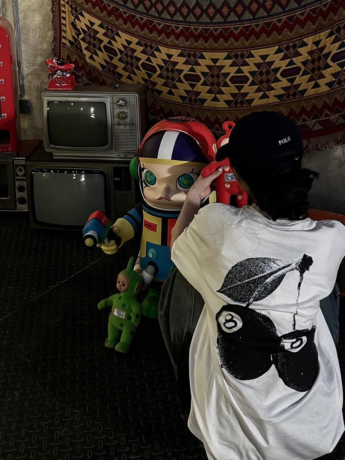 Oversized Stussy Cherry Illustration Graphic T-Shirt