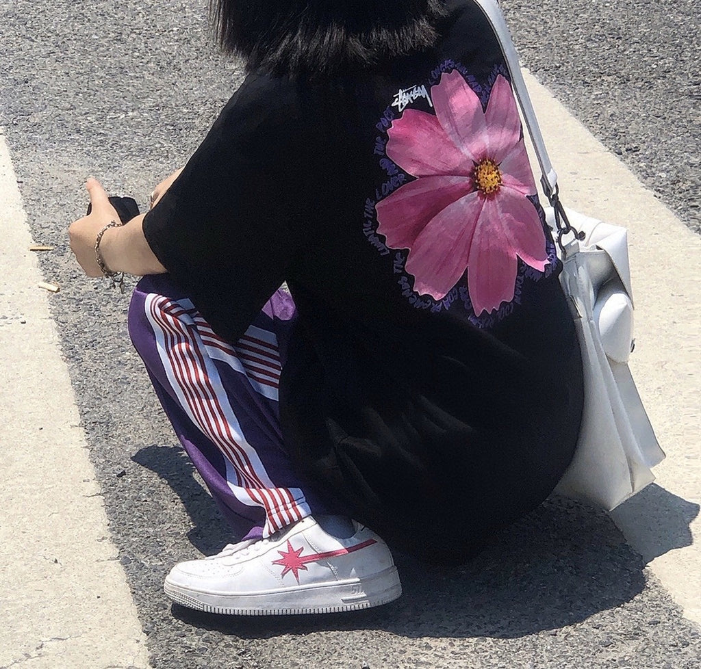 Women Oversized Stussy Daisy Flower Graphic T-Shirt