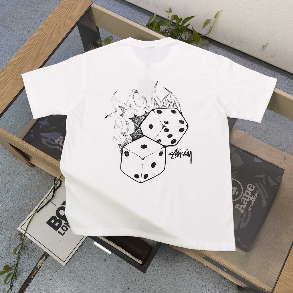 Stussy Flaming Dice Graphic Oversized T-Shirt