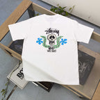 Oversized Stussy Floral Skull Graphic T-Shirt