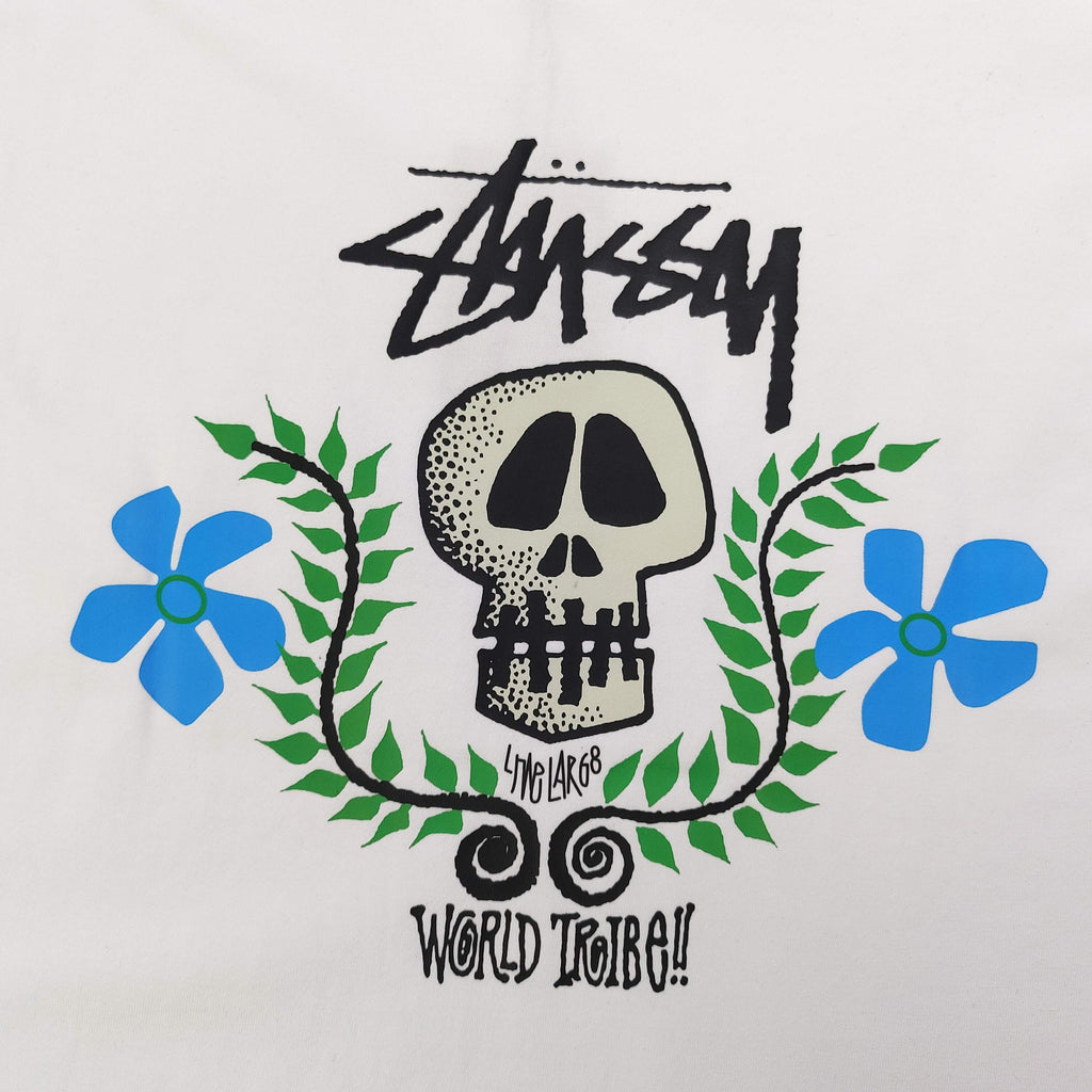 Oversized Stussy Floral Skull Graphic T-Shirt
