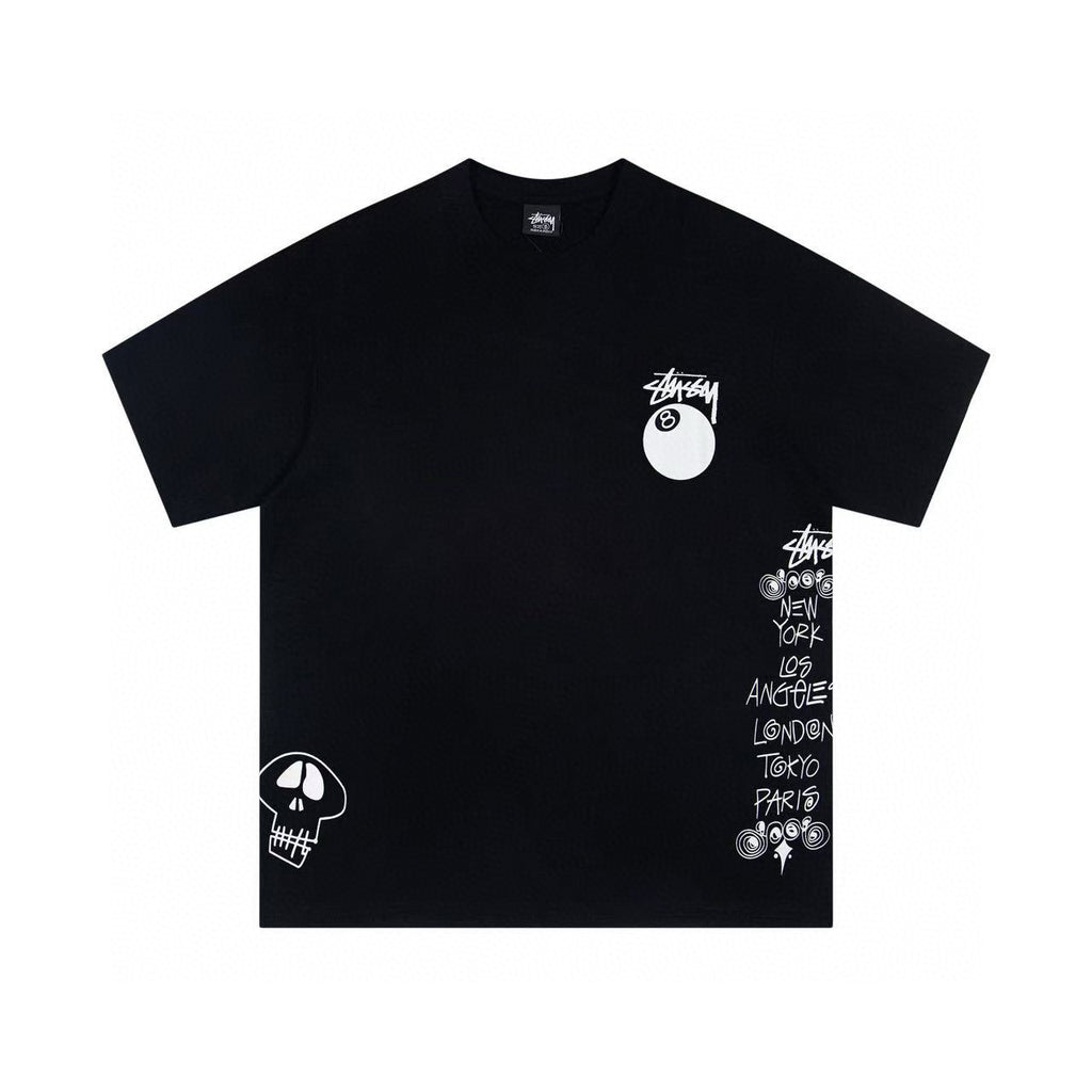 Oversized Stussy Graffiti 8-Ball Graphic T-Shirt