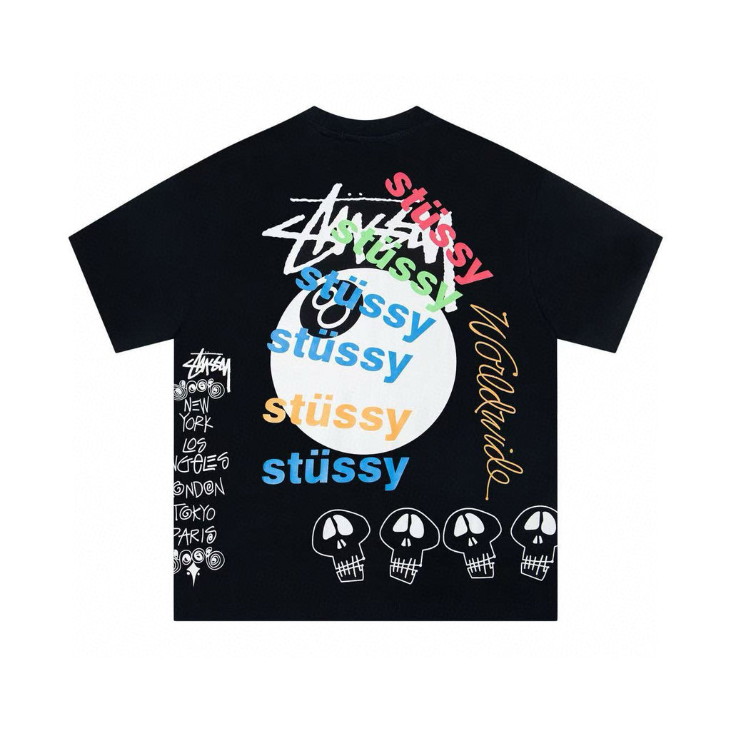 Oversized Stussy Graffiti 8-Ball Graphic T-Shirt