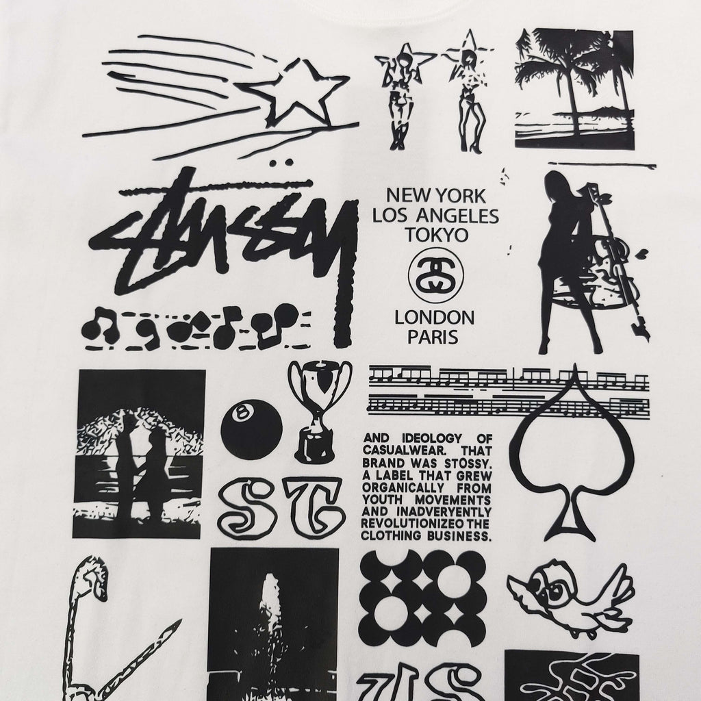 Oversized Stussy Multi-Graphic Artwork T-Shirt
