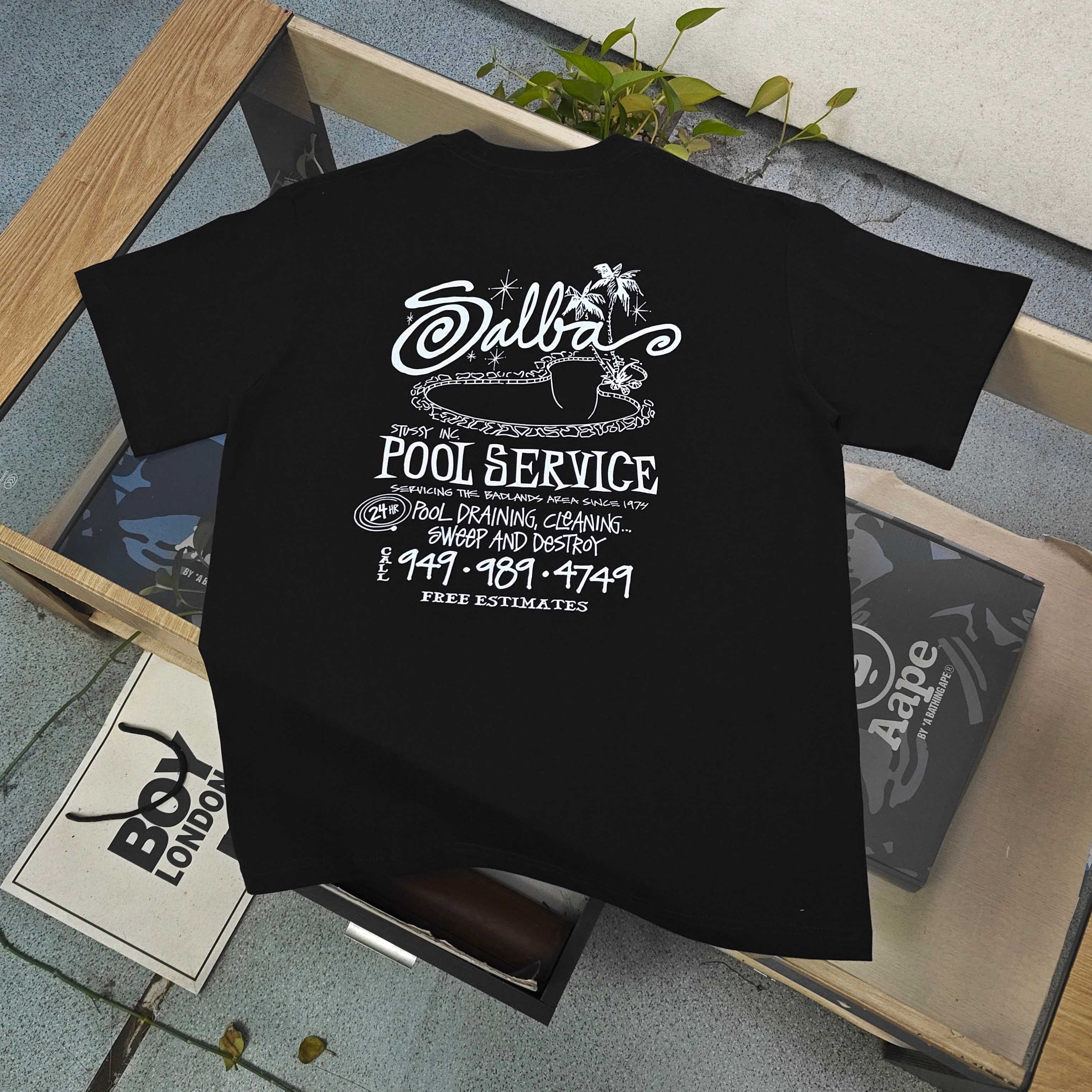 Oversized Stussy Palm Pool Service Graphic T-Shirt