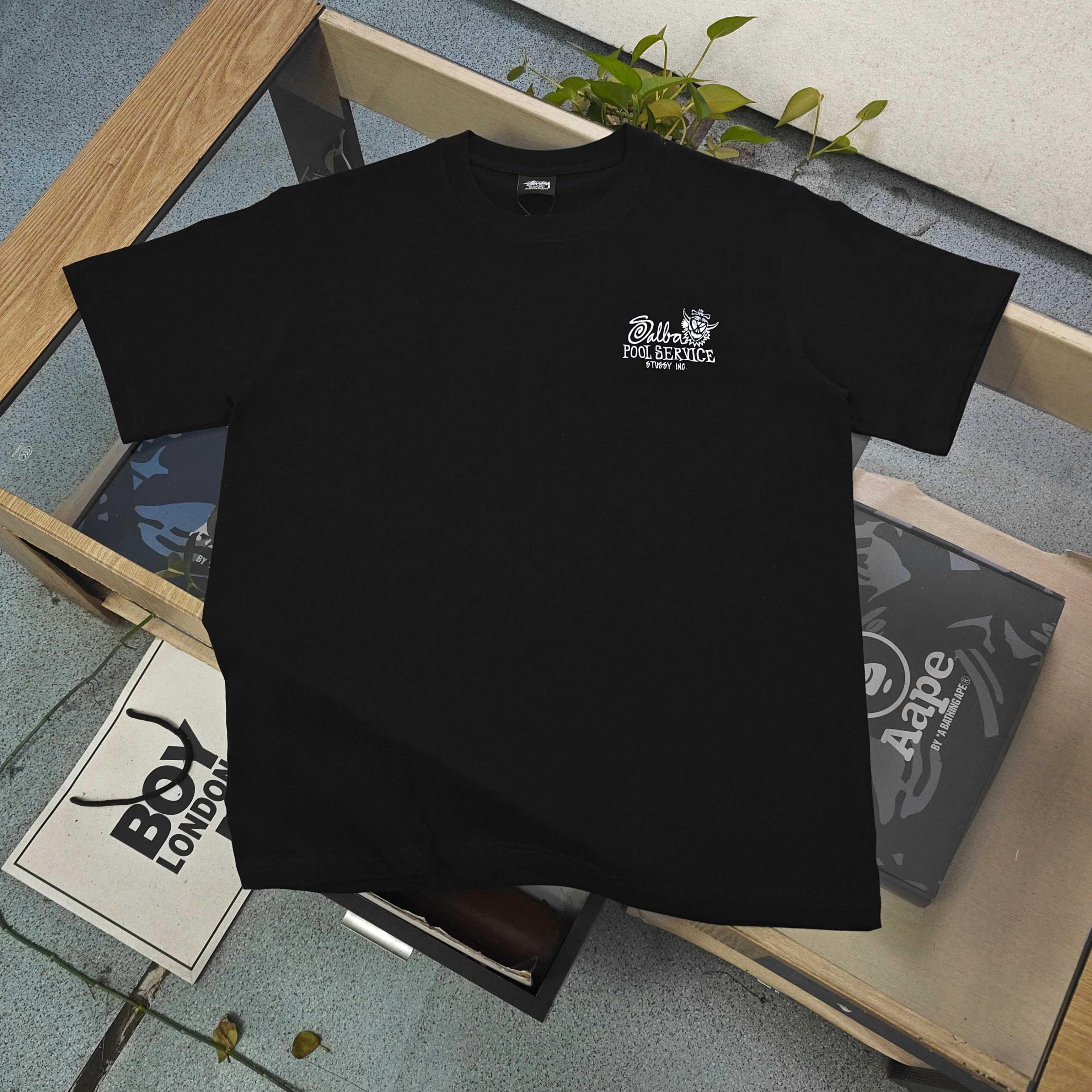 Oversized Stussy Palm Pool Service Graphic T-Shirt
