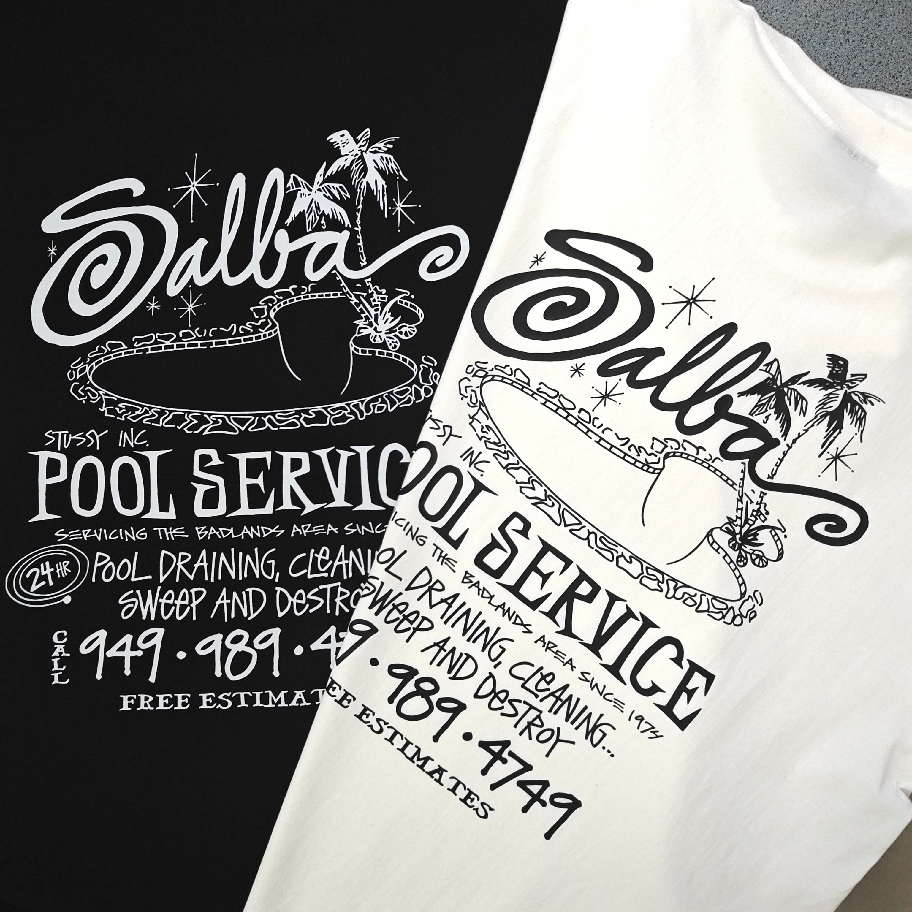 Oversized Stussy Palm Pool Service Graphic T-Shirt
