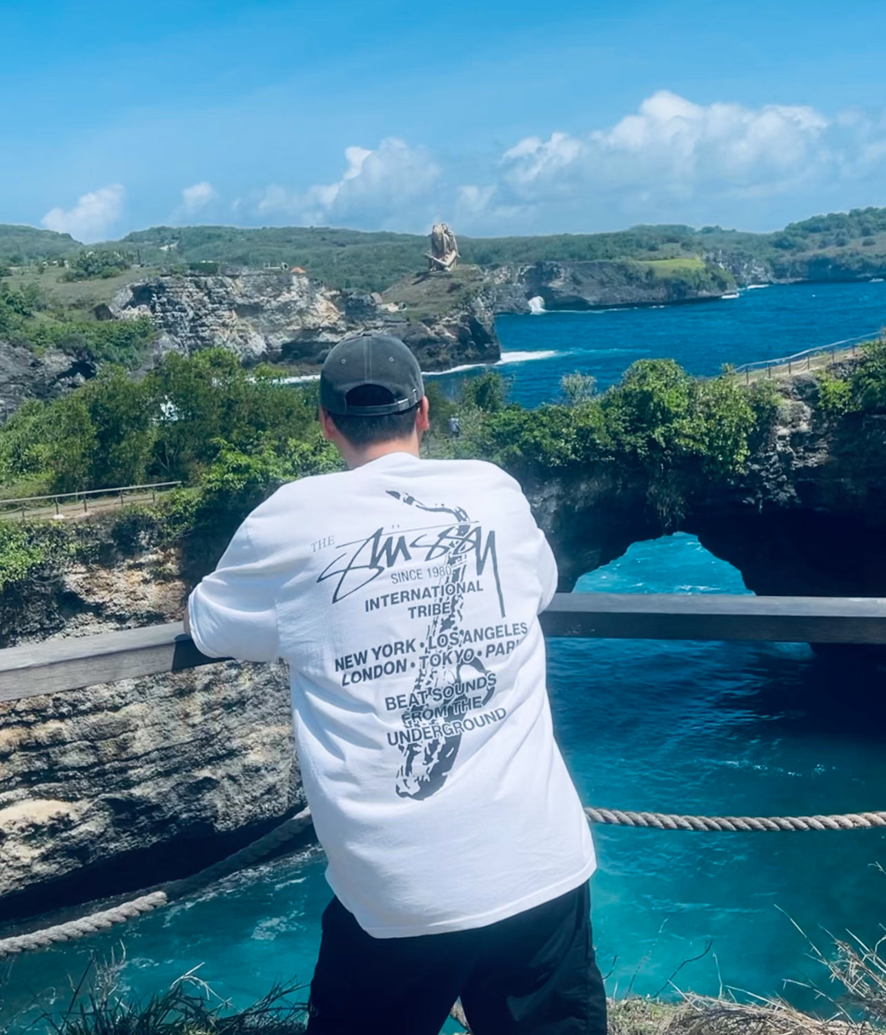 Stussy Saxophone Back Graphic Oversized T-Shirt