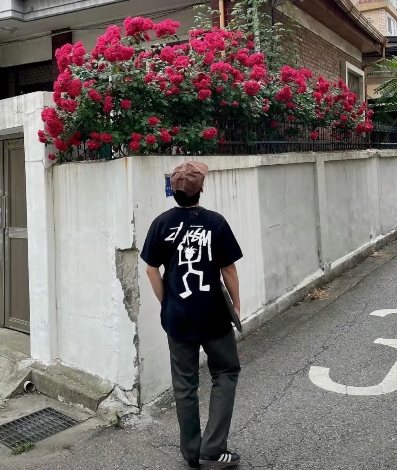 Oversized Stussy Stick Figure Graphic T-Shirt