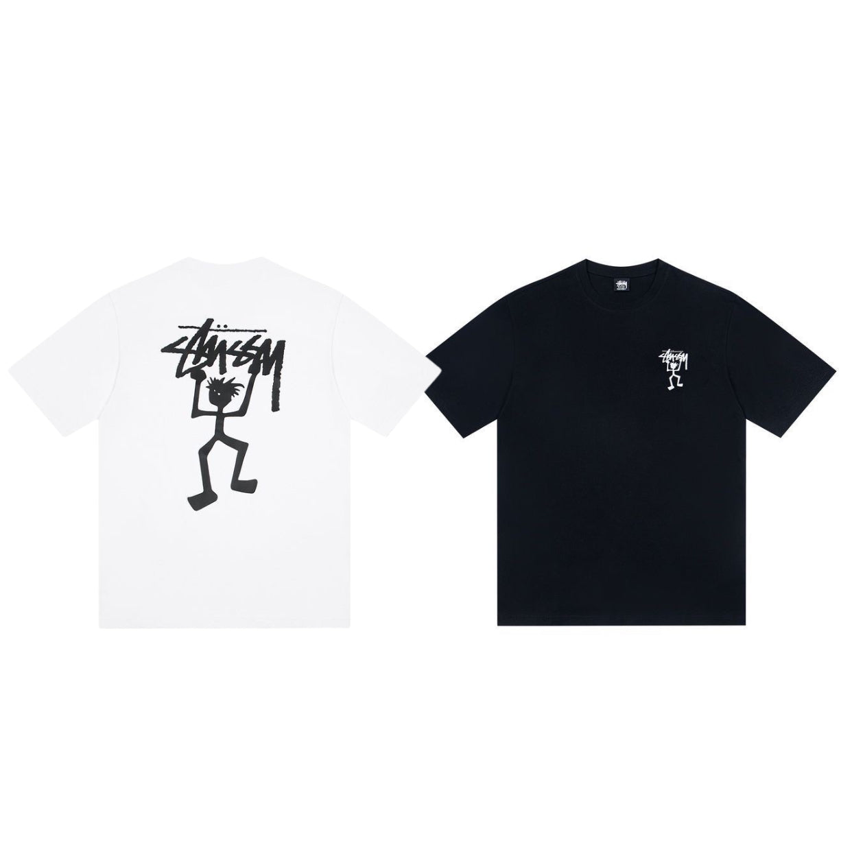 Oversized Stussy Stick Figure Graphic T-Shirt